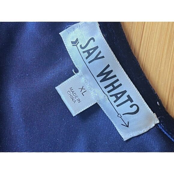 Y2K Say What Vintage Velvet Blue Witchy Goth Mini One Shoulder Dress XL. K - Picture 7 of 7